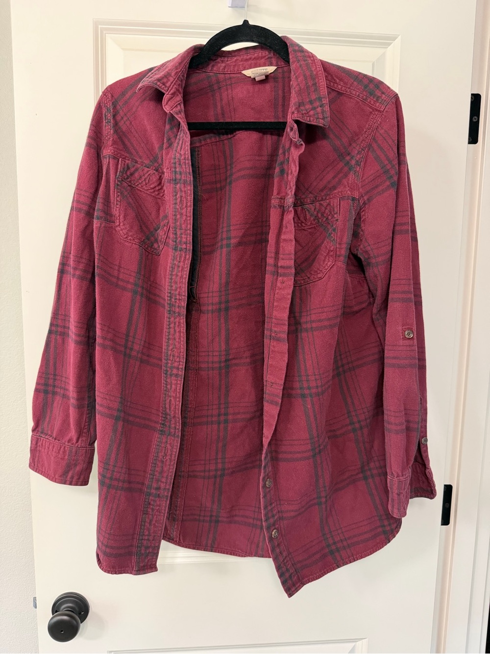 Duluth Trading Co Red Plaid Flannel Shirt Jacket